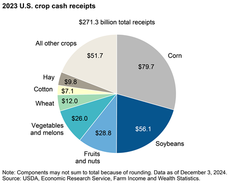 Corn, soybeans accounted for half of U.S. crop cash receipts in 2023