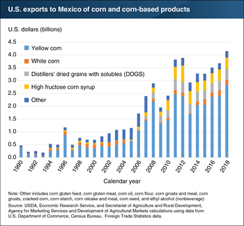 U.S. exports to Mexico of corn and corn-based products have increased since the end of NAFTA’s transition to free trade