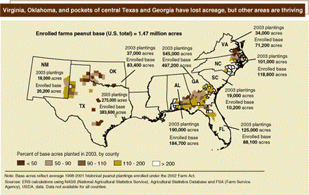 Virginia, Oklahoma, and pockets of central Texas and Georgia have lost acreage, but other areas are thriving