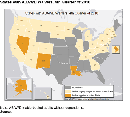 States with ABAWD waivers, 4th quarter of 2018