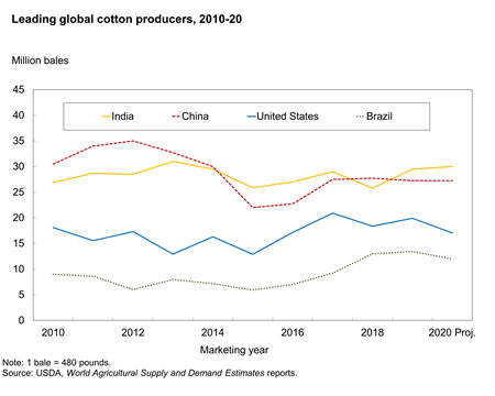 Chart Showing leading global cotton producers, 2010-20