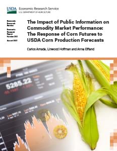 This is the cover image for the The Impact of Public Information on Commodity Market Performance: The Response of Corn Futures to USDA Corn Production Forecasts report.