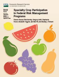 This is the cover image for the Specialty Crop Participation in Federal Risk Management Programs report.