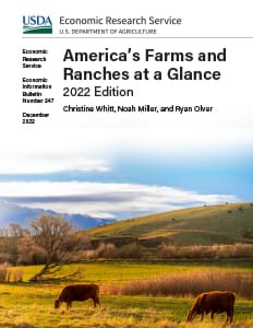 This is the cover image for the America’s Farms and Ranches at a Glance: 2022 Edition report.
