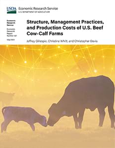 This is a thumbnail of the cover of the report with the title above an image of a mother cow face to face with her calf in a pasture.