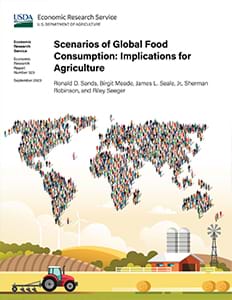 This is the cover image for the Scenarios of Global Food Consumption: Implications for Agriculture report.